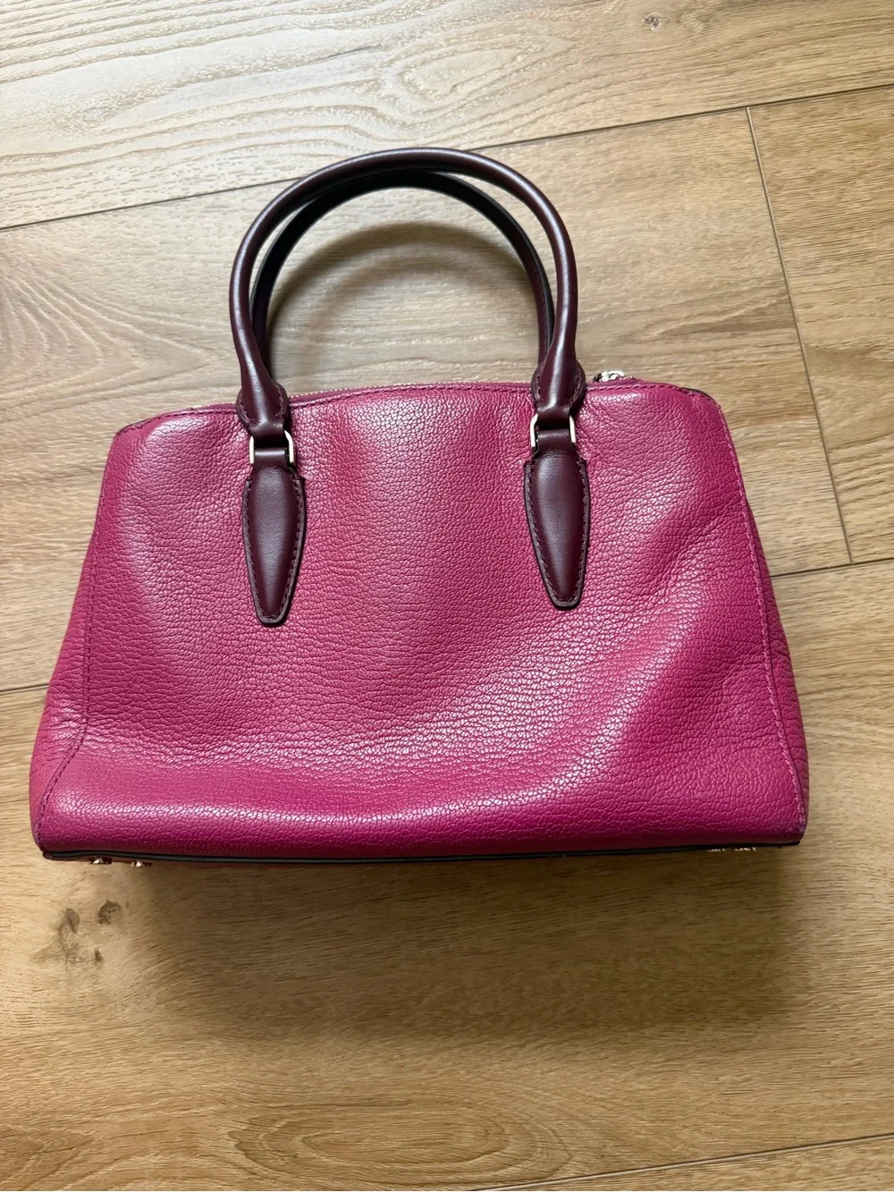kate spade Magenta Leather Satchel with Burgundy Handles